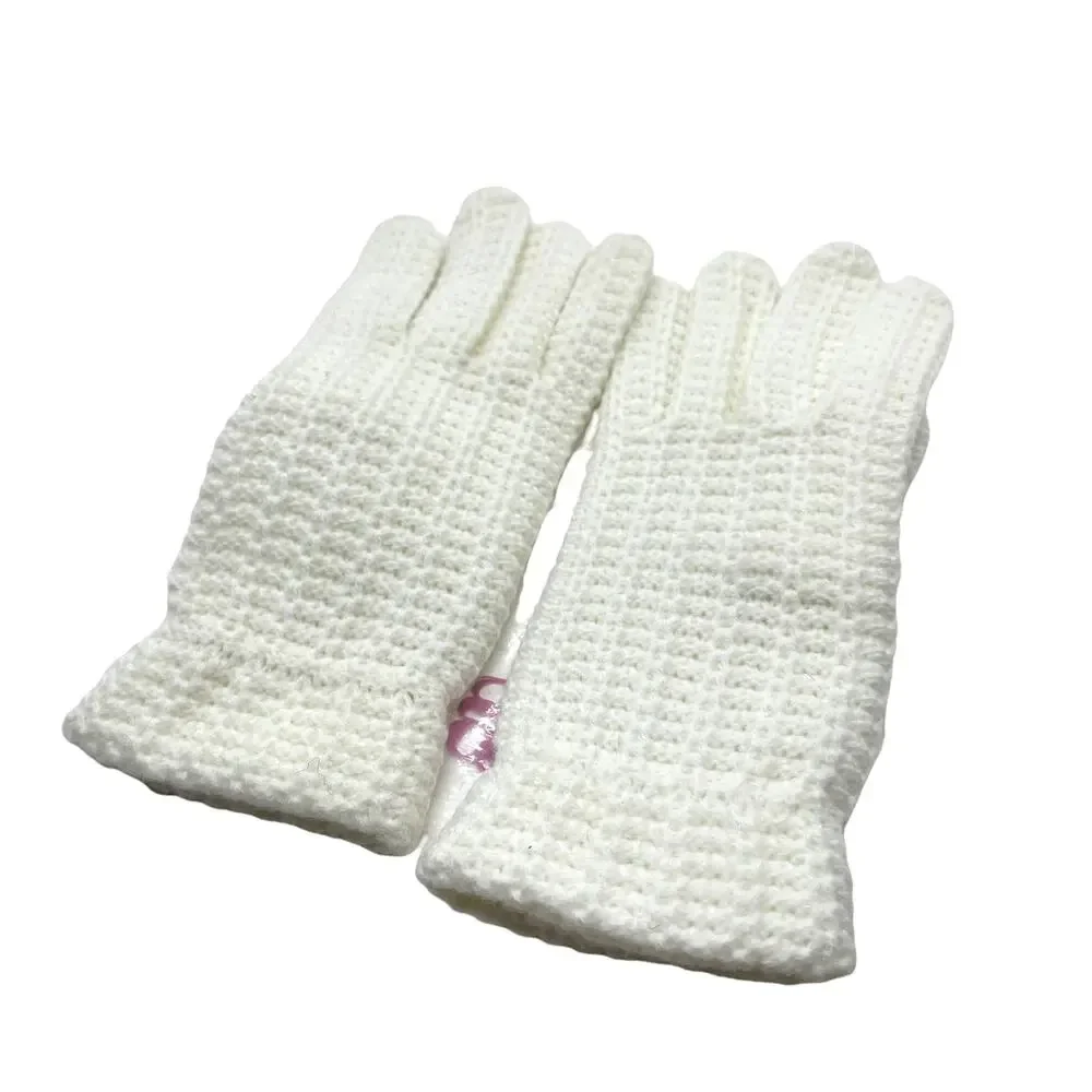 Sweater Knit Gloves by Grandoe Creamy White 1960s In Package Women's Winter